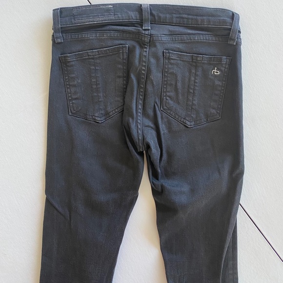 Rag & Bone Mid-Rise Skinny Black Denim Jeans w/ Distressed Knees Size 26 - Picture 9 of 9